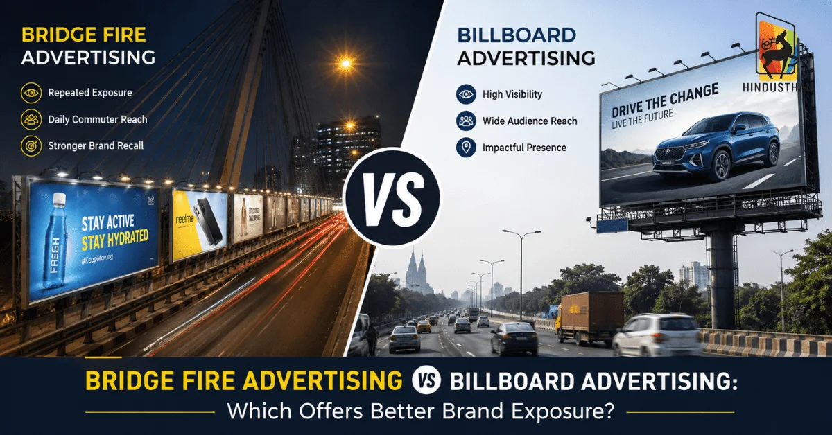 Bridge Fire Advertising vs Billboard Advertising comparison for brand visibility and audience reach.